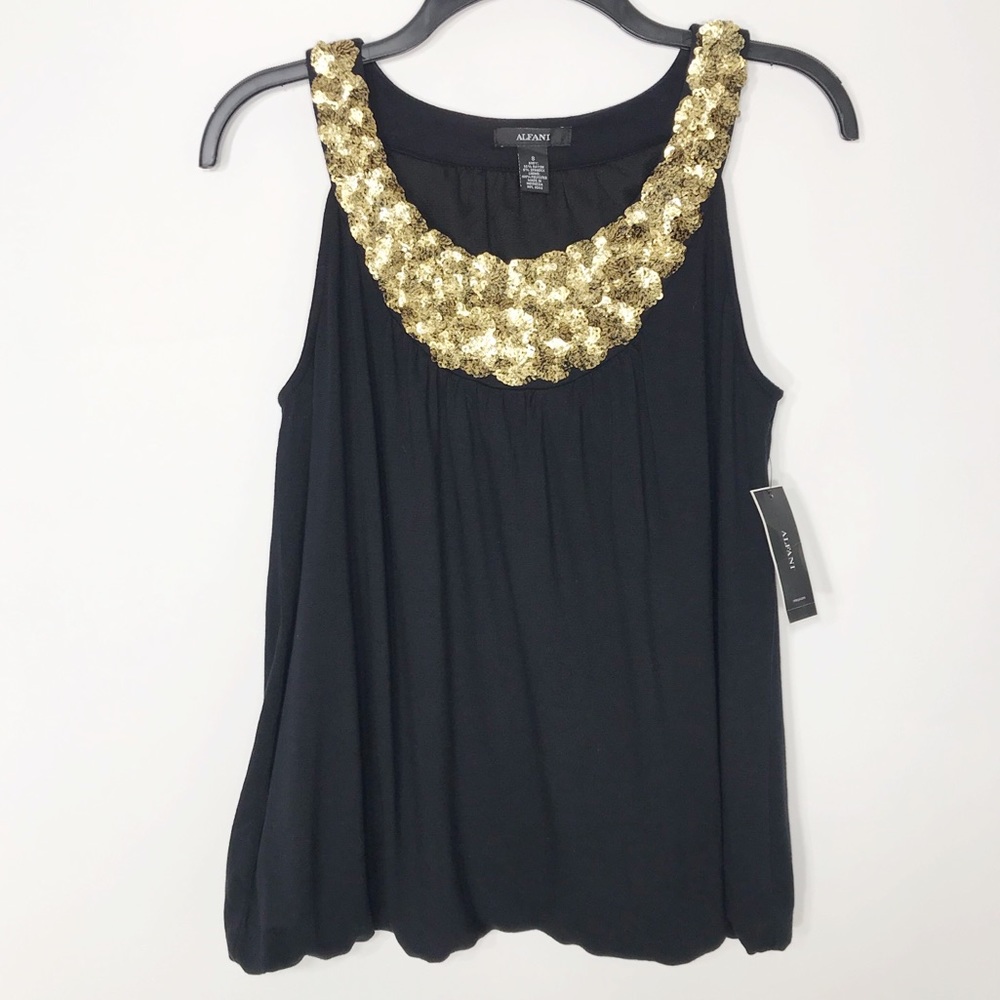 ALFANI Black Sequined Tank Top, NWT